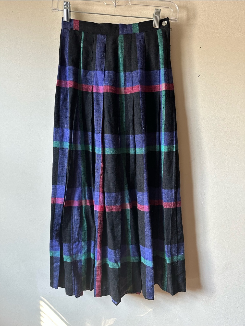 Vintage Michelle Stuart Linen Blend Plaid Skirt